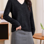 cashmere seamless gold bean chicken heart long sleeve